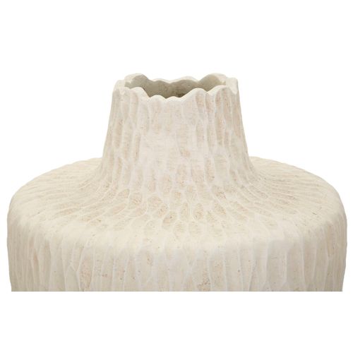Vase Décoratif Haut Ø29,5x57 Cm En Mgo Crème Effet Tissu Moderne