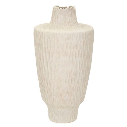 Vase Décoratif Haut Ø29,5x57 Cm En Mgo Crème Effet Tissu Moderne