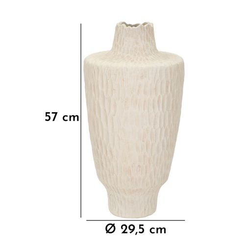 Vase Décoratif Haut Ø29,5x57 Cm En Mgo Crème Effet Tissu Moderne