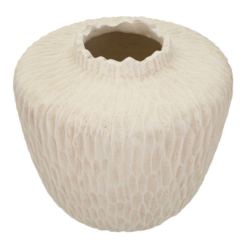 Vase Décoratif Ø35x32,5 Cm En Mgo Crème Texture Tactile Moderne