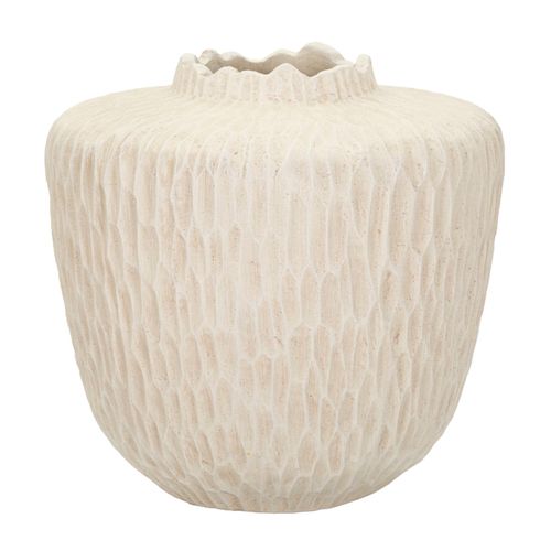 Vase Décoratif Ø35x32,5 Cm En Mgo Crème Texture Tactile Moderne