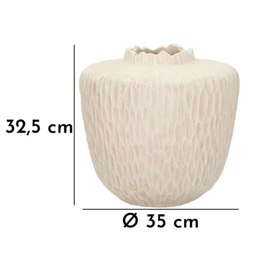 Vase Décoratif Ø35x32,5 Cm En Mgo Crème Texture Tactile Moderne