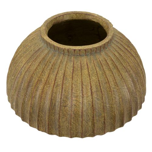 Vase Décoratif Ø40x26,5 Cm En Mgo Vert Dirty Texture Cannelée