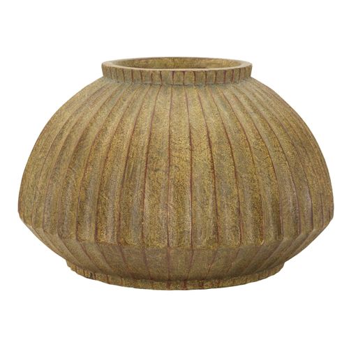 Vase Décoratif Ø40x26,5 Cm En Mgo Vert Dirty Texture Cannelée