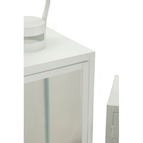 Lot De 3 Lanternes Blanches En Fer Et Verre 66-49,5-39 Cm Style Raffiné