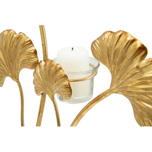 Bougeoir Décoratif Glam Iris 29x12,5x44 Cm En Métal Et Verre Doré/noir