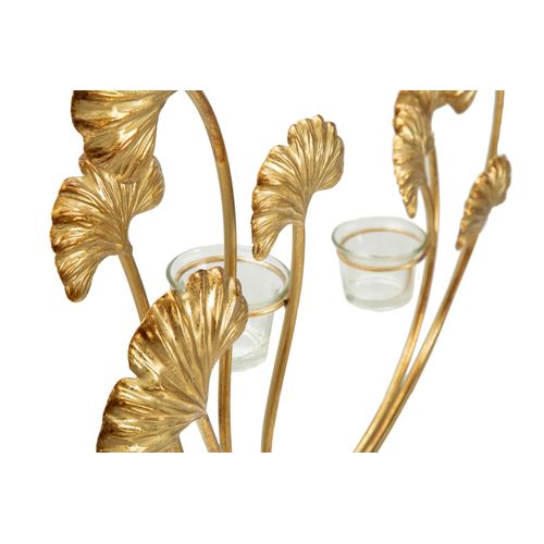 Bougeoir Mural Glam Iris 50x12x55 Cm En Métal Et Verre Doré/noir