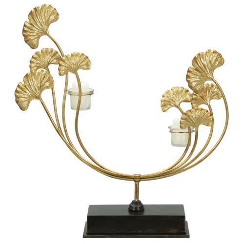 Bougeoir Mural Glam Iris 50x12x55 Cm En Métal Et Verre Doré/noir