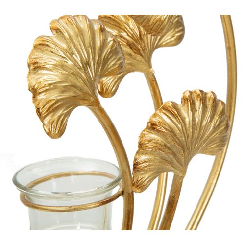 Bougeoir Mural Glam Iris 50x12x55 Cm En Métal Et Verre Doré/noir