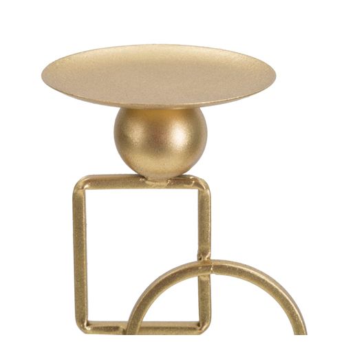 Bougeoir En Métal Doré Et Base Marbre Blanc 13x10x31,5 Cm Design Géométrique