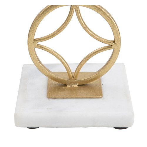 Bougeoir En Métal Doré Et Marbre Blanc Star 10x10x32 Cm Design Étoile