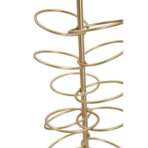 Bougeoir Anneaux En Métal Doré Et Marbre Blanc 14x13x46 Cm