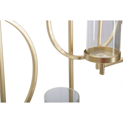 Applique Murale Bougeoir Métal Doré 70x8,5x36 Cm Avec 5 Verres Décoratifs