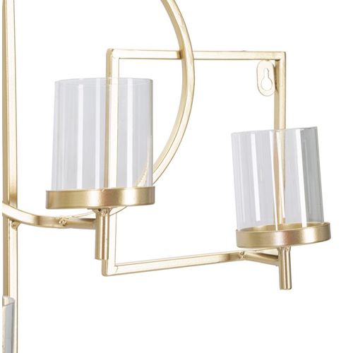 Applique Murale Bougeoir Métal Doré 70x8,5x36 Cm Avec 5 Verres Décoratifs