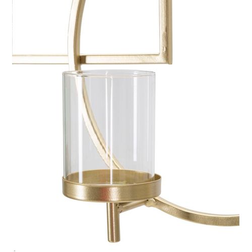 Applique Murale Bougeoir Métal Doré 70x8,5x36 Cm Avec 5 Verres Décoratifs