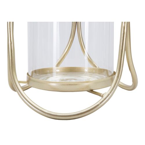 Bougeoir En Métal Doré Ø16x21,5 Cm Avec Coupe En Verre Design