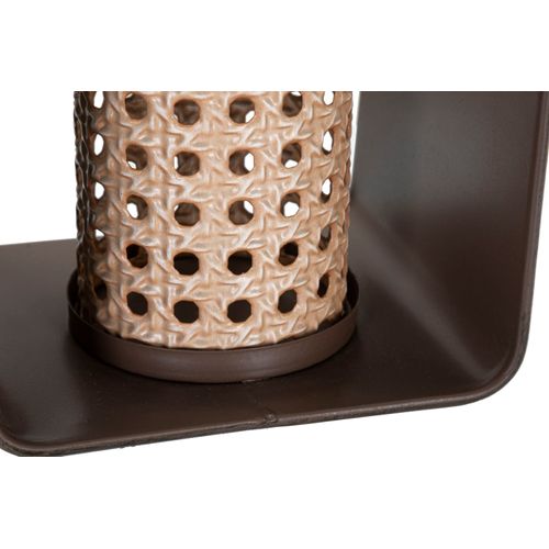 Lanterne Bougeoir En Bois Et Métal Multicolore 16x13x20 Cm Style Bohème Chic