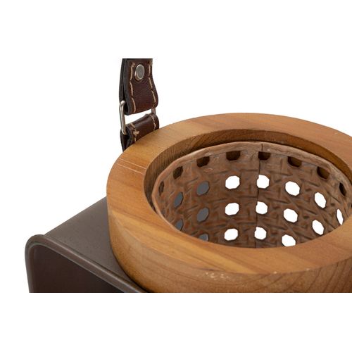 Lanterne Bougeoir En Bois Et Métal Multicolore 16x13x20 Cm Style Bohème Chic