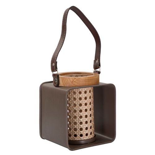 Lanterne Bougeoir En Bois Et Métal Multicolore 16x13x20 Cm Style Bohème Chic