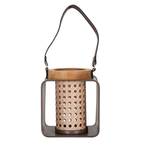 Lanterne Bougeoir En Bois Et Métal Multicolore 16x13x20 Cm Style Bohème Chic