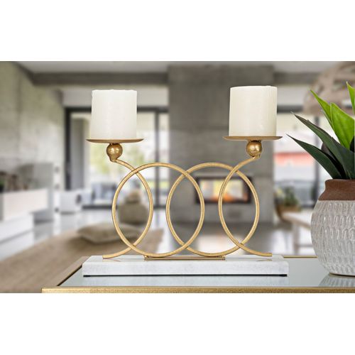 Bougeoir Doré En Métal Et