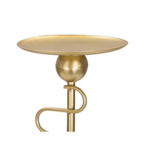 Set De 2 Bougeoirs En Métal Doré Lignes Douces 25x16x51-20x16x43 Cm