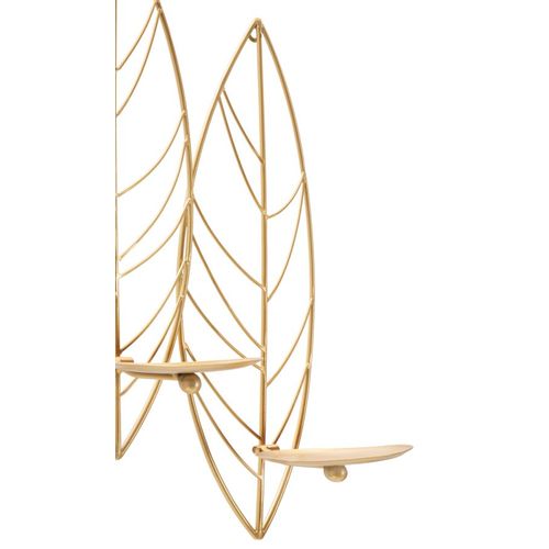 Bougeoir Mural Feuilles Dorées 5 Bougies 66x14x56 Cm