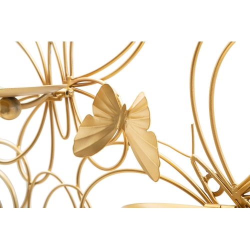 Bougeoir Mural Doré Papillons Volants Pour 3 Bougies 61x12x34 Cm