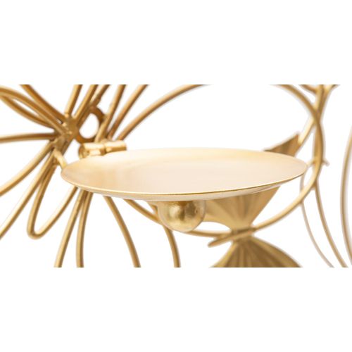 Bougeoir Mural Doré Papillons Volants Pour 3 Bougies 61x12x34 Cm