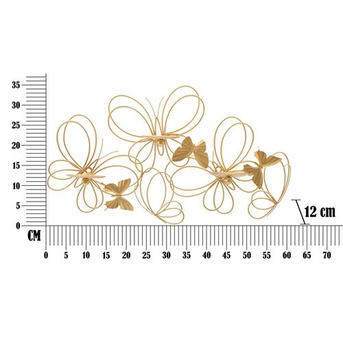 Bougeoir Mural Doré Papillons Volants Pour 3 Bougies 61x12x34 Cm