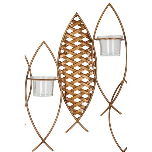 Bougeoir Mural Poissons Colorés Style Boho Chic 66x9x40,5 Cm