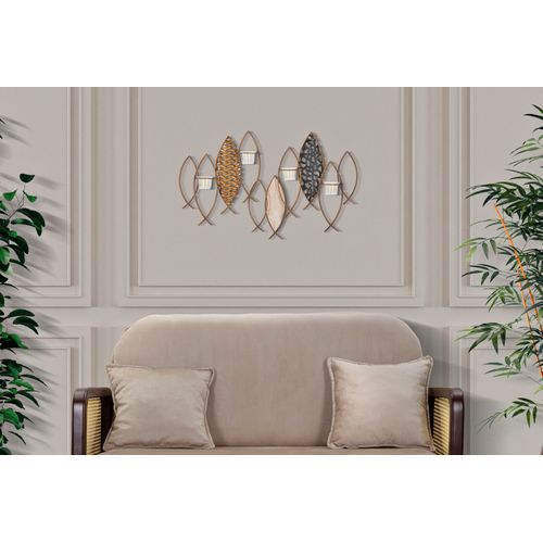 Bougeoir Mural Poissons Colorés Style Boho Chic 66x9x40,5 Cm