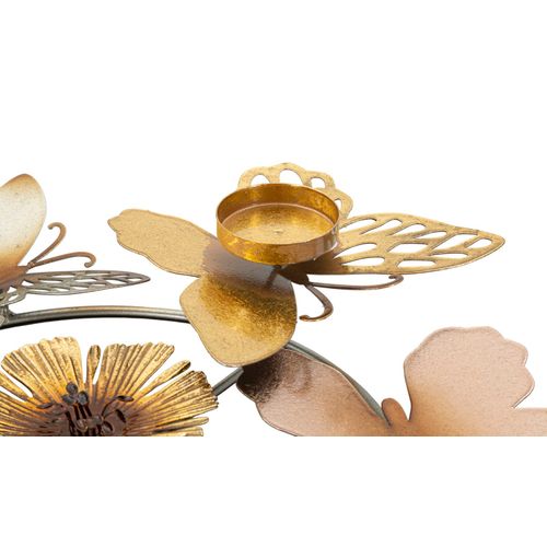 Bougeoir Mural Rond Papillons Et Fleurs Multicolores 39x35,5x7 Cm