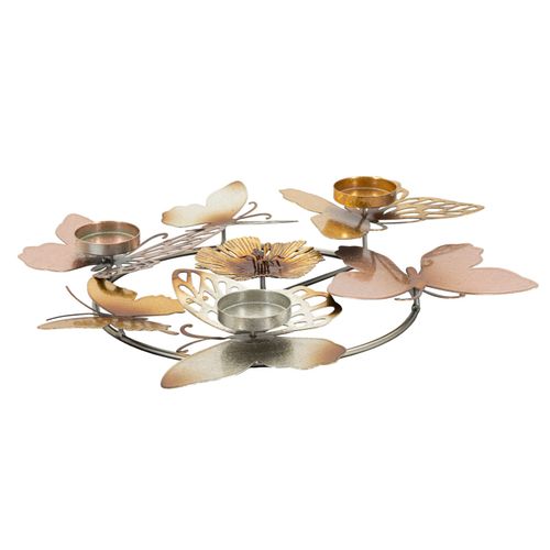 Bougeoir Mural Rond Papillons Et Fleurs Multicolores 39x35,5x7 Cm