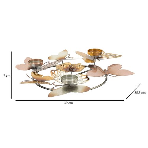 Bougeoir Mural Rond Papillons Et Fleurs Multicolores 39x35,5x7 Cm