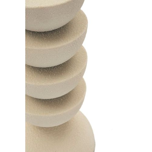 Bougeoir Moderne En Métal Crème 10x10x21 Cm Style Dunes Zen