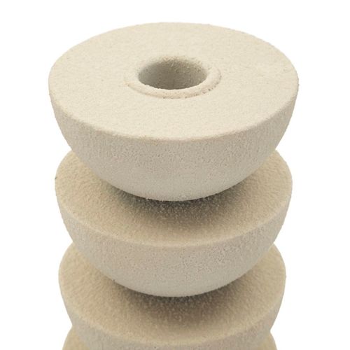 Bougeoir Moderne En Métal Crème 10x10x21 Cm Style Dunes Zen