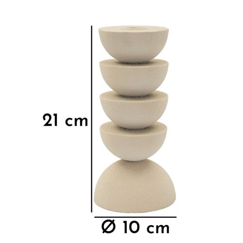 Bougeoir Moderne En Métal Crème 10x10x21 Cm Style Dunes Zen