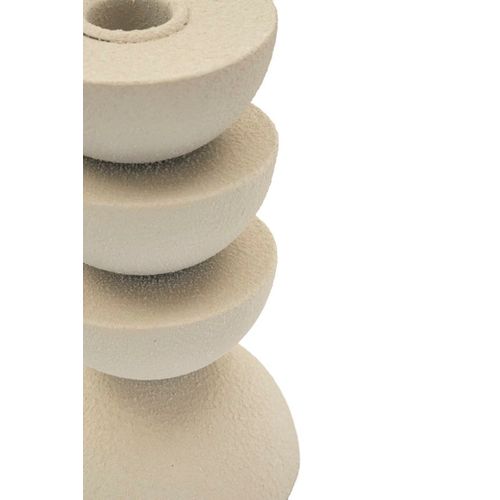 Bougeoir Moderne Crème En Métal 9x9x15 Cm Style Totem Déco