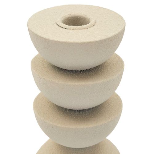 Bougeoir Moderne Crème En Métal 9x9x15 Cm Style Totem Déco