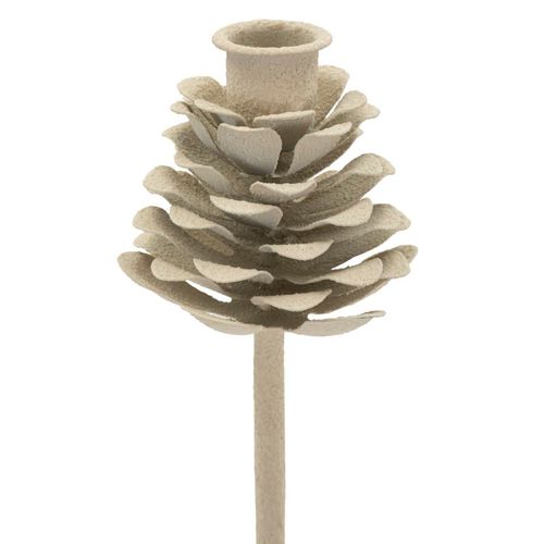 Bougeoir Haut Crème En Métal 11,5x33,5 Cm Style Pin Décoratif