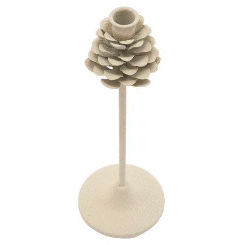 Bougeoir Haut Crème En Métal 11,5x33,5 Cm Style Pin Décoratif