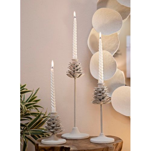 Bougeoir Haut Crème En Métal 11,5x33,5 Cm Style Pin Décoratif