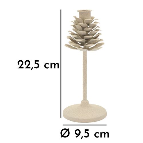 Bougeoir Moderne Crème En Métal Ø9,5x22,5 Cm Style Arbre Décoratif