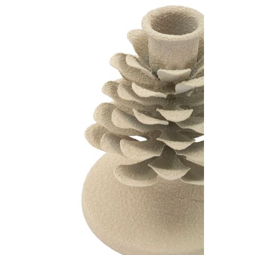 Bougeoir Moderne Crème En Métal 9,5x11,5 Cm Décoratif Compact