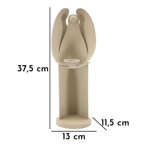 Bougeoir Ange Moderne En Fer Crème 13x11,5x37,5 Cm Décor Spirituel