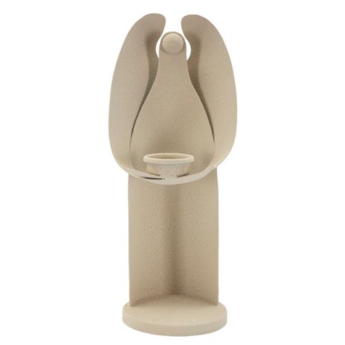 Bougeoir Ange Moderne En Fer Crème 12,5x10x30 Cm Symbole D’harmonie