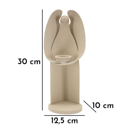 Bougeoir Ange Moderne En Fer Crème 12,5x10x30 Cm Symbole D’harmonie
