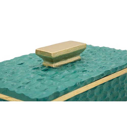 Bougeoir Décoratif En Résine Vert Et Doré 18,8x6,4x10,8 Cm Style Élégant