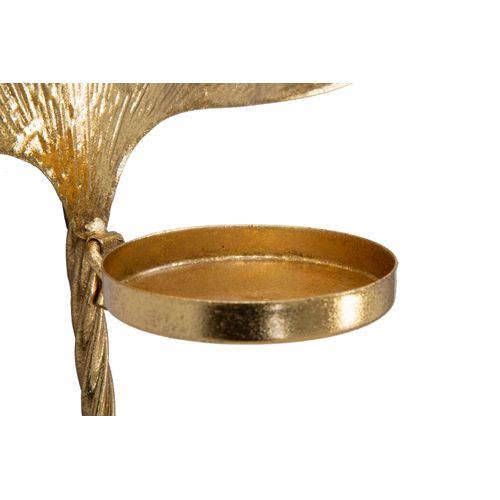 Bougeoir Mural Feuille En Métal Doré 41x11,5x40 Cm Pour Décoration Intérieure